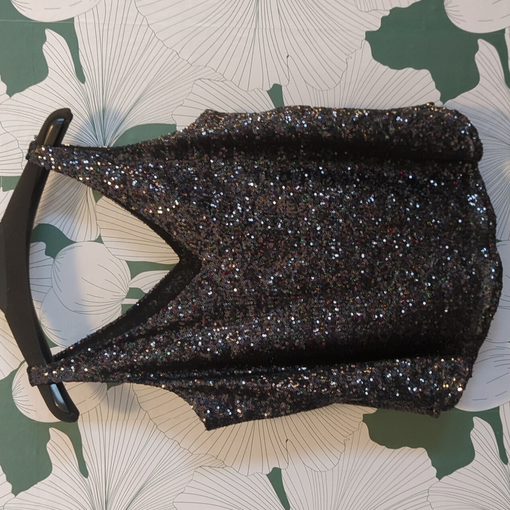 Loft black, iridescent sequin tank
